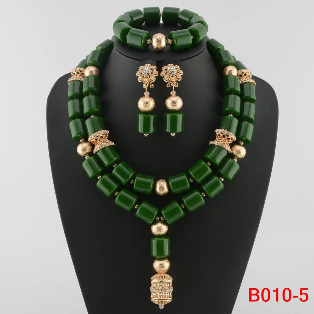 Latest African Wedding Resin Beads Fashion African Beads Jewelry Sets Hot Nigerian Wedding African Beads Jewelry Set