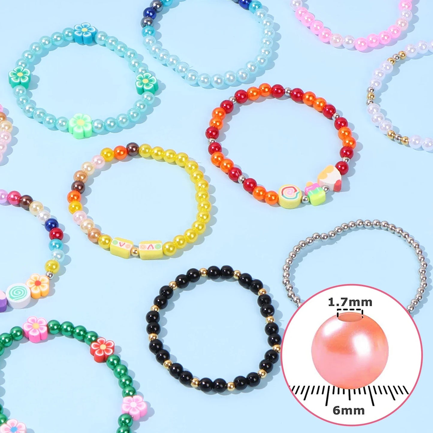 1960Pcs Colorful Beads Bracelet Making Kit Beads Crafts Set DIY Flower Clay Beads Crafts Kit Bracelet Beads Birthday Girls Gift