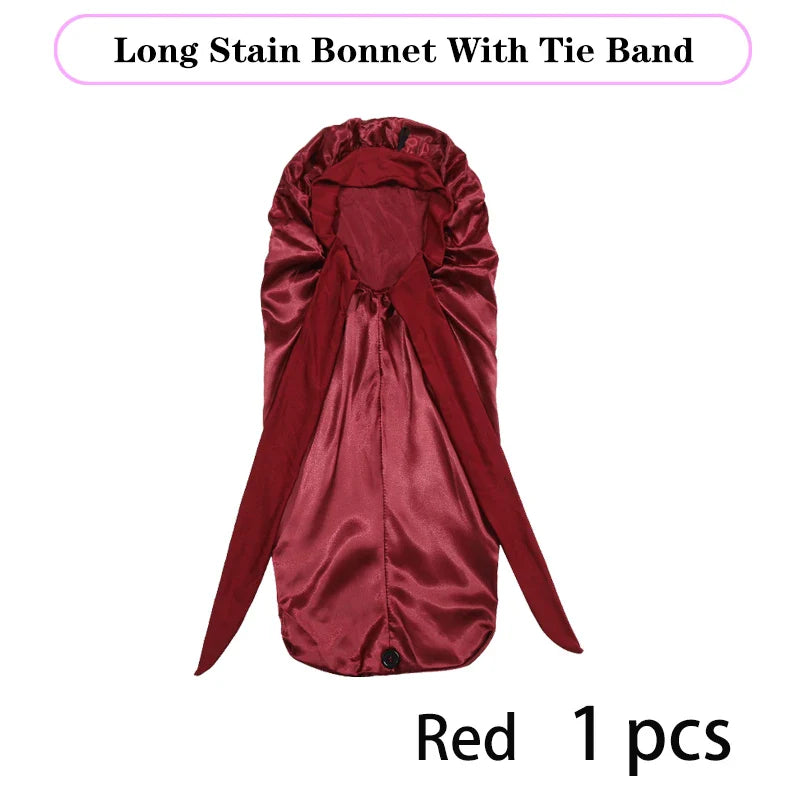 Soft Silky Long Satin Bonnet For Natural Hair And Curly Hair Extra Large Size Hair Cap With Tie For Comfortable Night Sleep 1Pcs