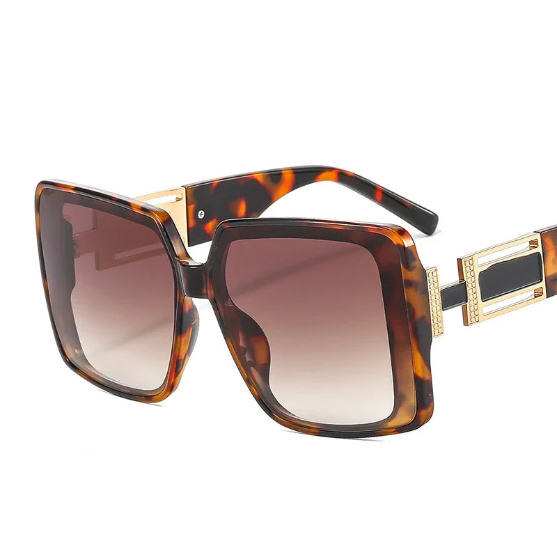 Fashion Brand Square Sunglasses For Woman Luxury Oversized Gradient Shades Sun Glasses Female Elegant Green Big Frame Eyewear