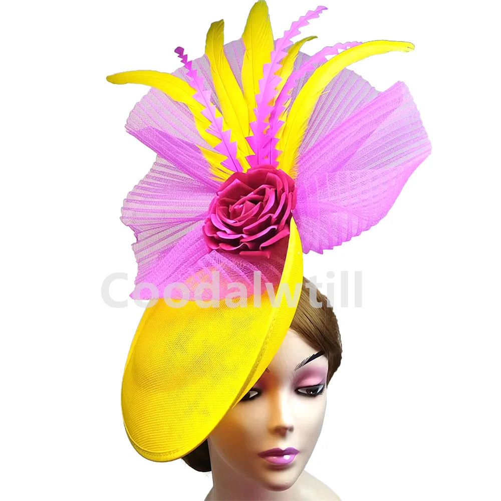 Elegant Flower Fascinator Pillbox Cap Wedding Women Fascinator Hat Headband Kentucky Derby Ladies Millinery Cap Mesh Bride Hats
