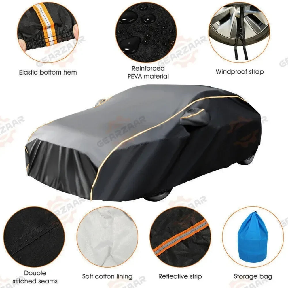 Waterproof 6 Layer Car Cover Heavy Duty Cotton Lined UV Protection - S M XL XXL