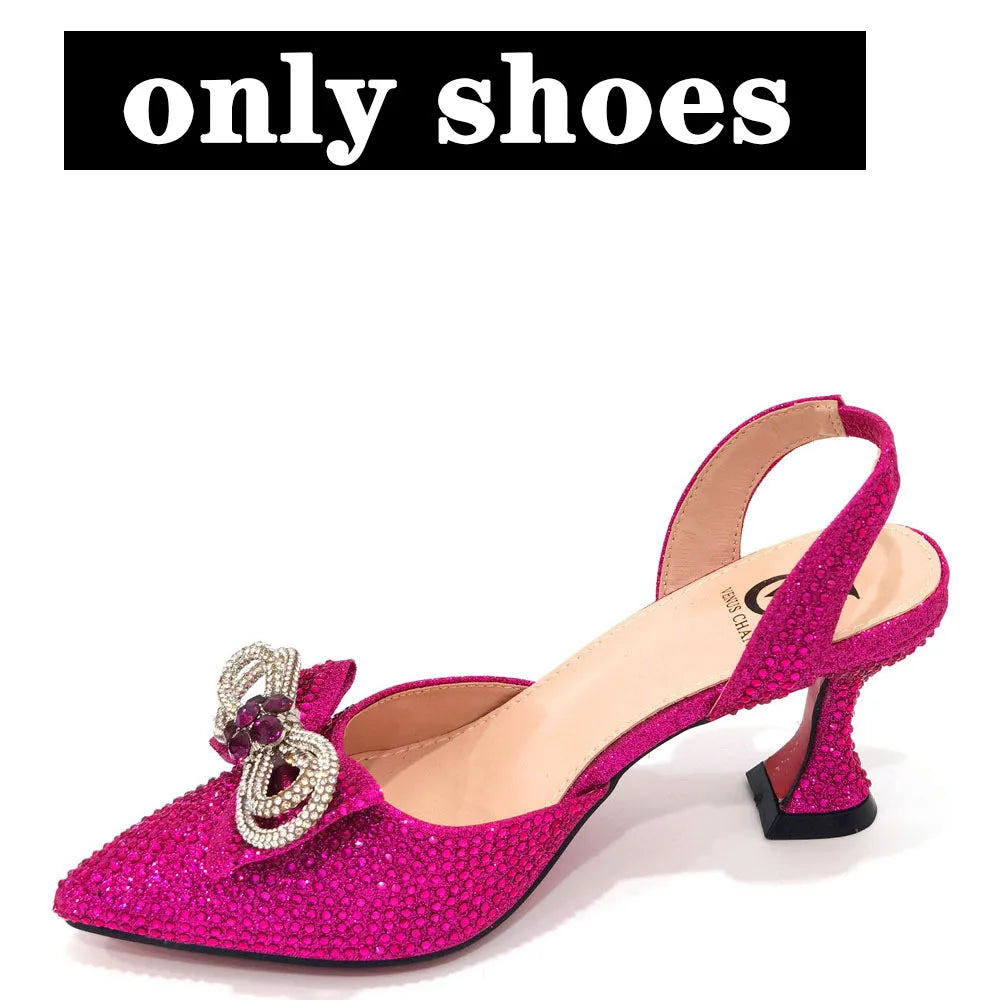 Women's High Heel Pointed Toe Sandals Party And Wedding Shoes and Bags Set