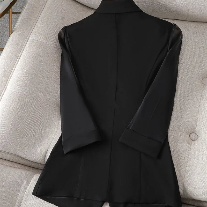 2024 New Blazer Women Suit Jacket Female Feminine Blazers Notched Collar Business Suit Elegant Office Ladies Blaser Outwear