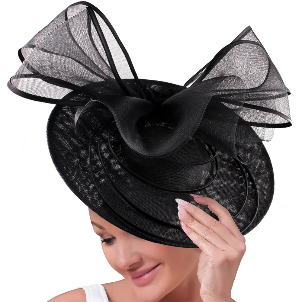 Eegant Wedding Big Size Fascinator Hat Women Flower Multimodal Hair Top Clips Hat Ladies Cocktail Church Party Hairdress