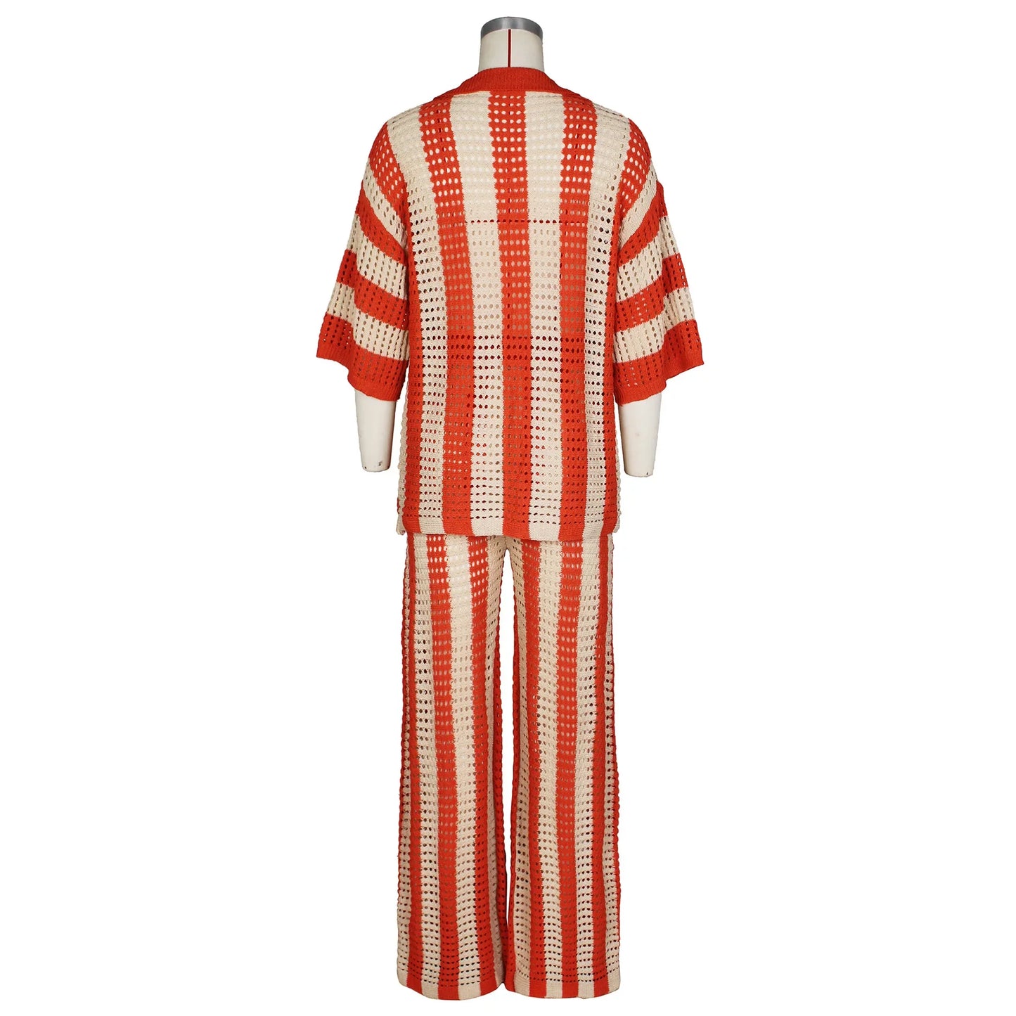 CM.YAYA Knit Ribbon Women's Set Short Sleeve Shirts and Wide Leg Pants 2024 Summer Beach Two 2 Piece Sets Outfits Tracksuit