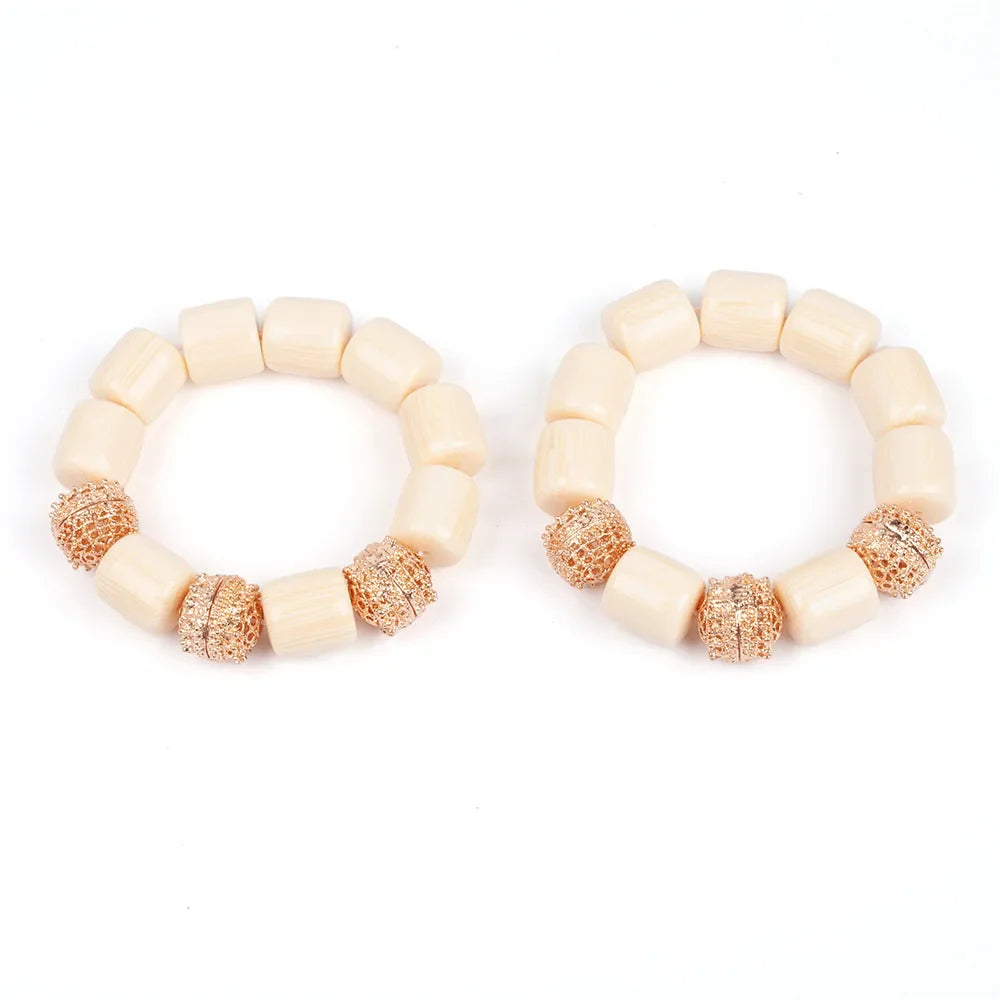 Artificial Coral Women Pendant Necklace Bracelets Earrings Suit African Wedding Jewelry Set Nigeria Bride Accessories Party Gift