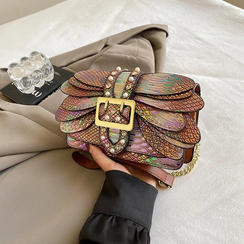 2024 New Handmade Rivet Butterfly Wing Crossbody Bag Women Designer Handbag And Purse Small Square Bag 8 Color Pu Leather Bags