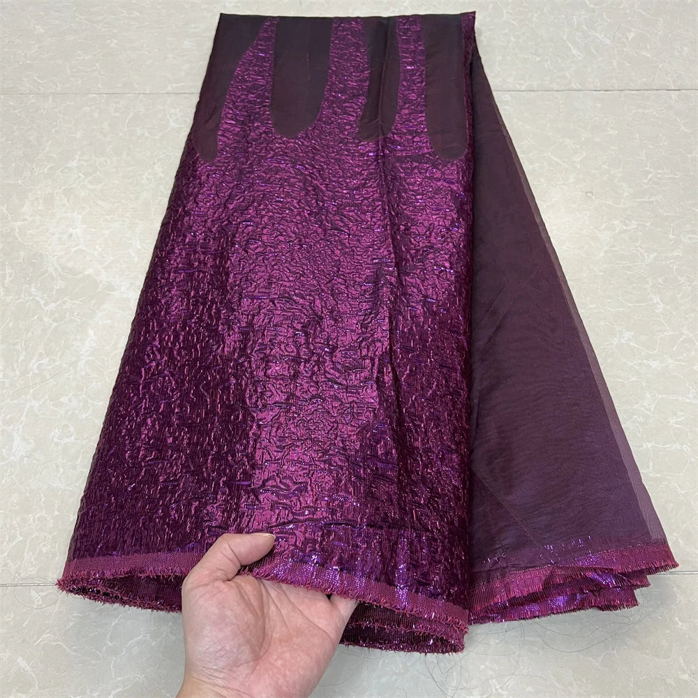 African Nigerian Tulle Lace Fabric, Organza Embroidery, Party Gown, Brocade Jacquard Wedding Dress, High Quality, 5Yard, YXZ157
