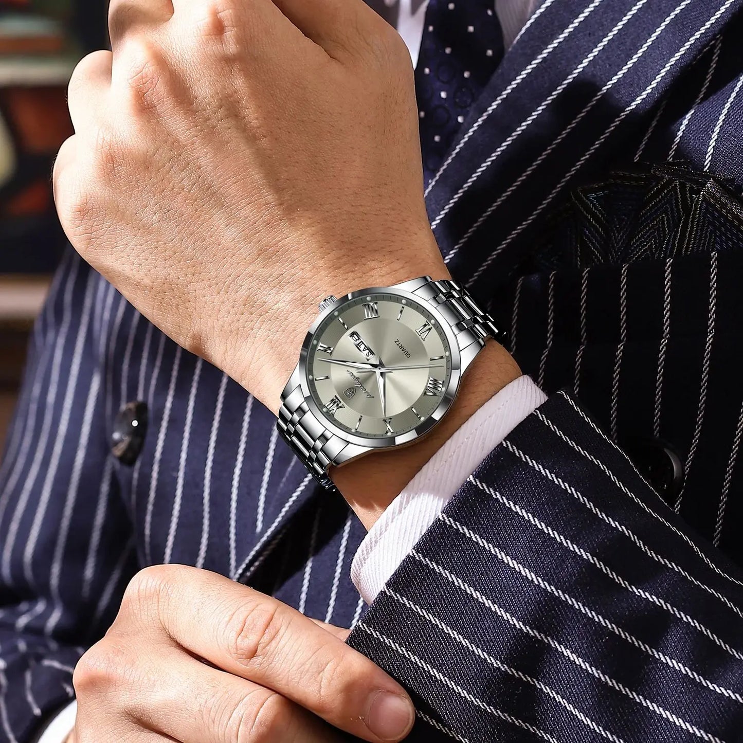 Luxury Fashion Men Clock Waterproof Luminous Week Date Sports Man Wristwatch Stainless Steel Men's Quartz Watches Reloj