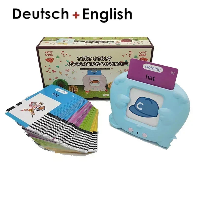 Kids Talking Flash Cards Learning Machine - Interactive Language Learning Toy for English, Spanish, French & German | Educational Audio Book for Toddlers & Kindergarten