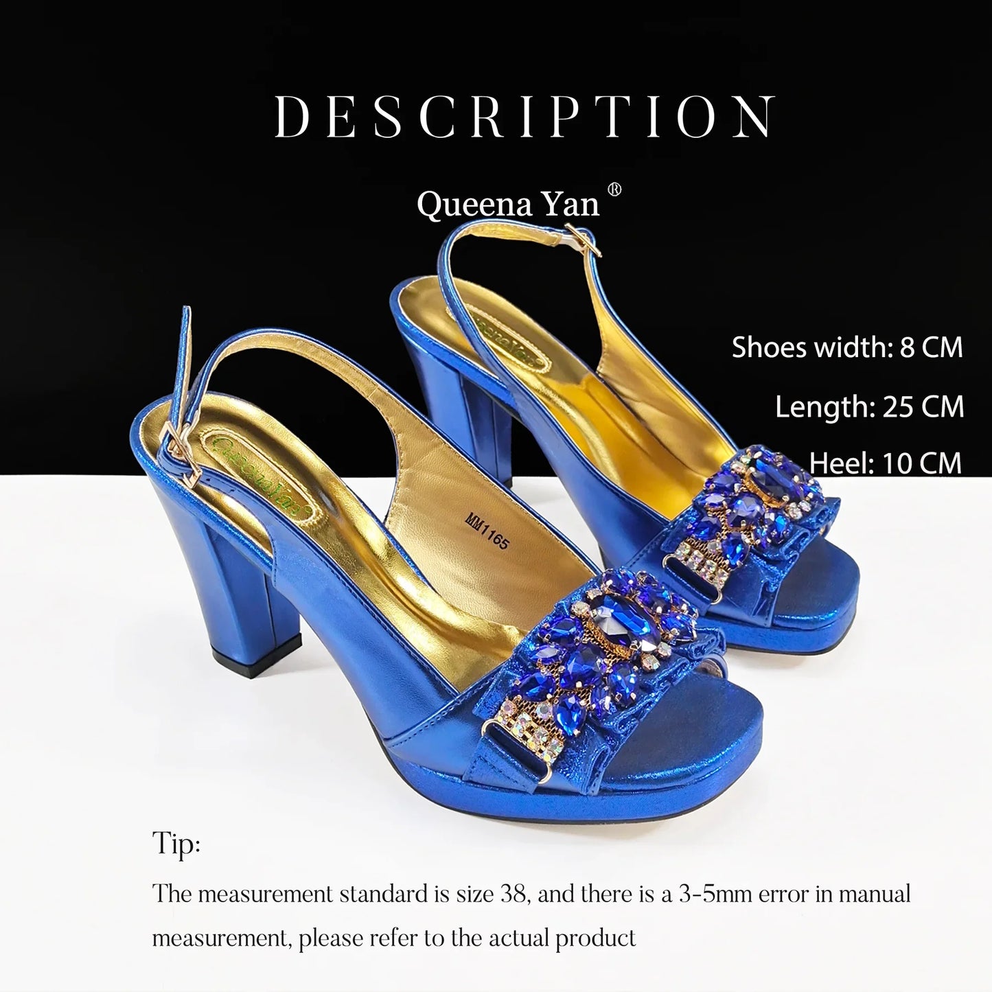 Queena Yan Spot goods INS Gold Color Elegant Women Heels Shoes and Bag Set Decoration Rhinestones Women High Heels Shoes