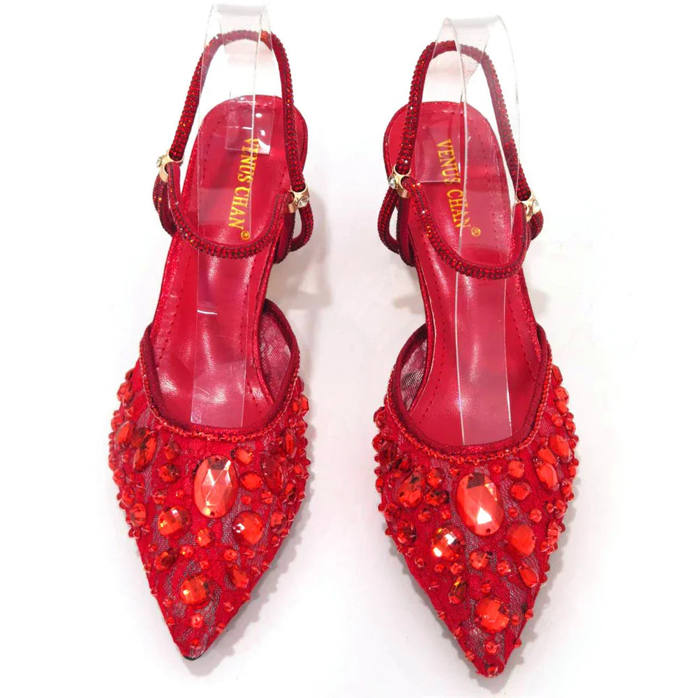 Women's Italian Diamond Lace Designer Matching Shoe and Bag Set