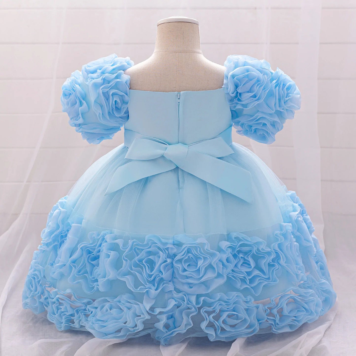 Girls 3D Flower Party Princess Dress for Baby Christmas Gown 1-10 Yrs Birthday Bow Tulle Bridemaid Dresses Wedding Kids Clothing