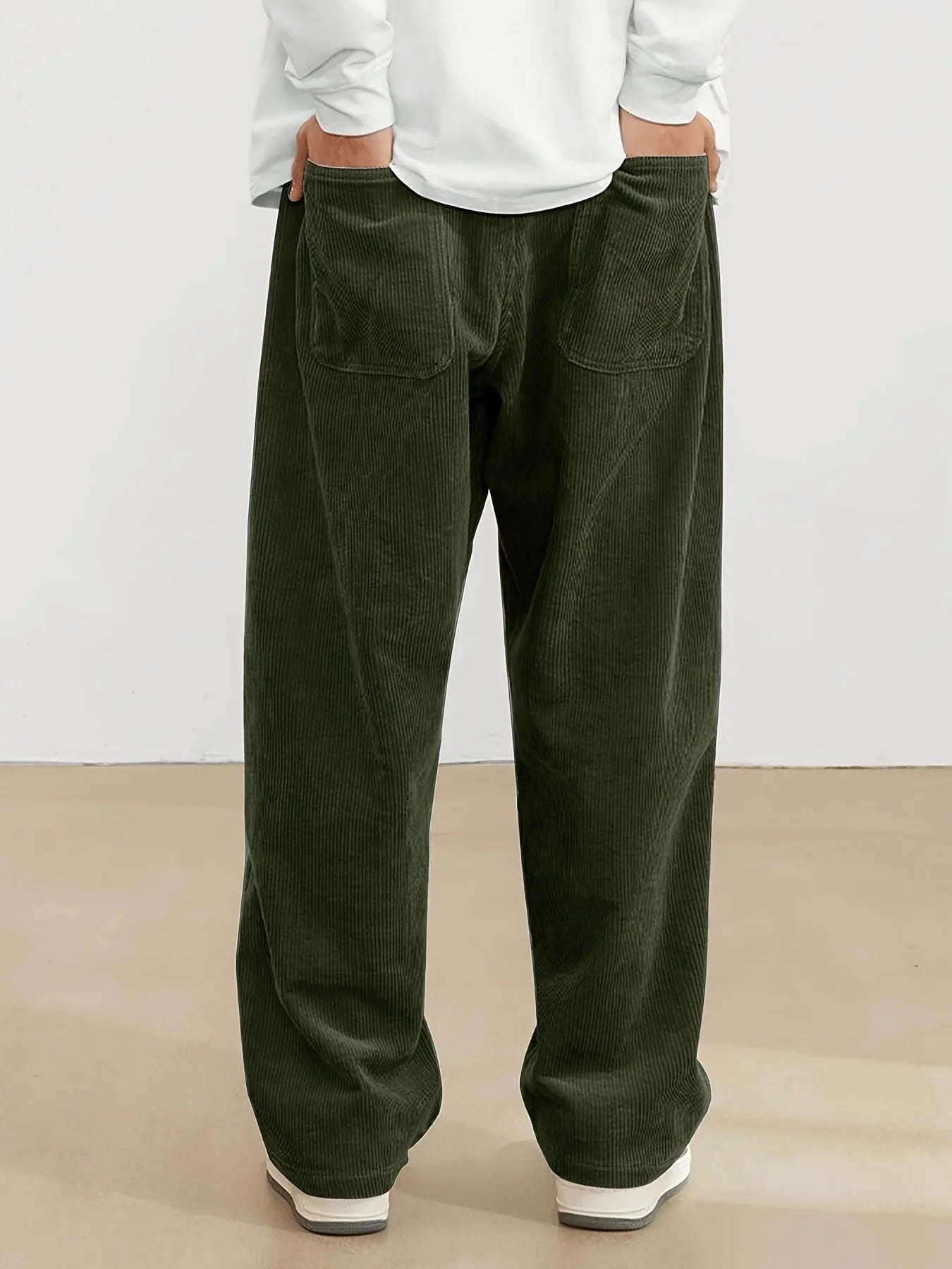 Men’s Corduroy Loose Fit Pants – Elastic Waist