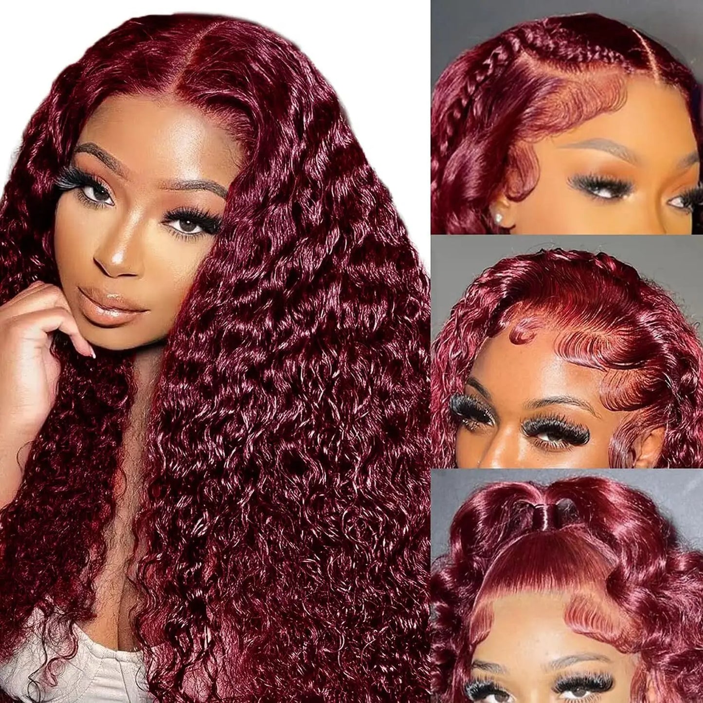 Curly wigs Transparent Lace Front Wig 99J Burgundy 13x4 13x6 Brazilian Deep Wave Frontal Human Hair Wig for Women Pre Plucked