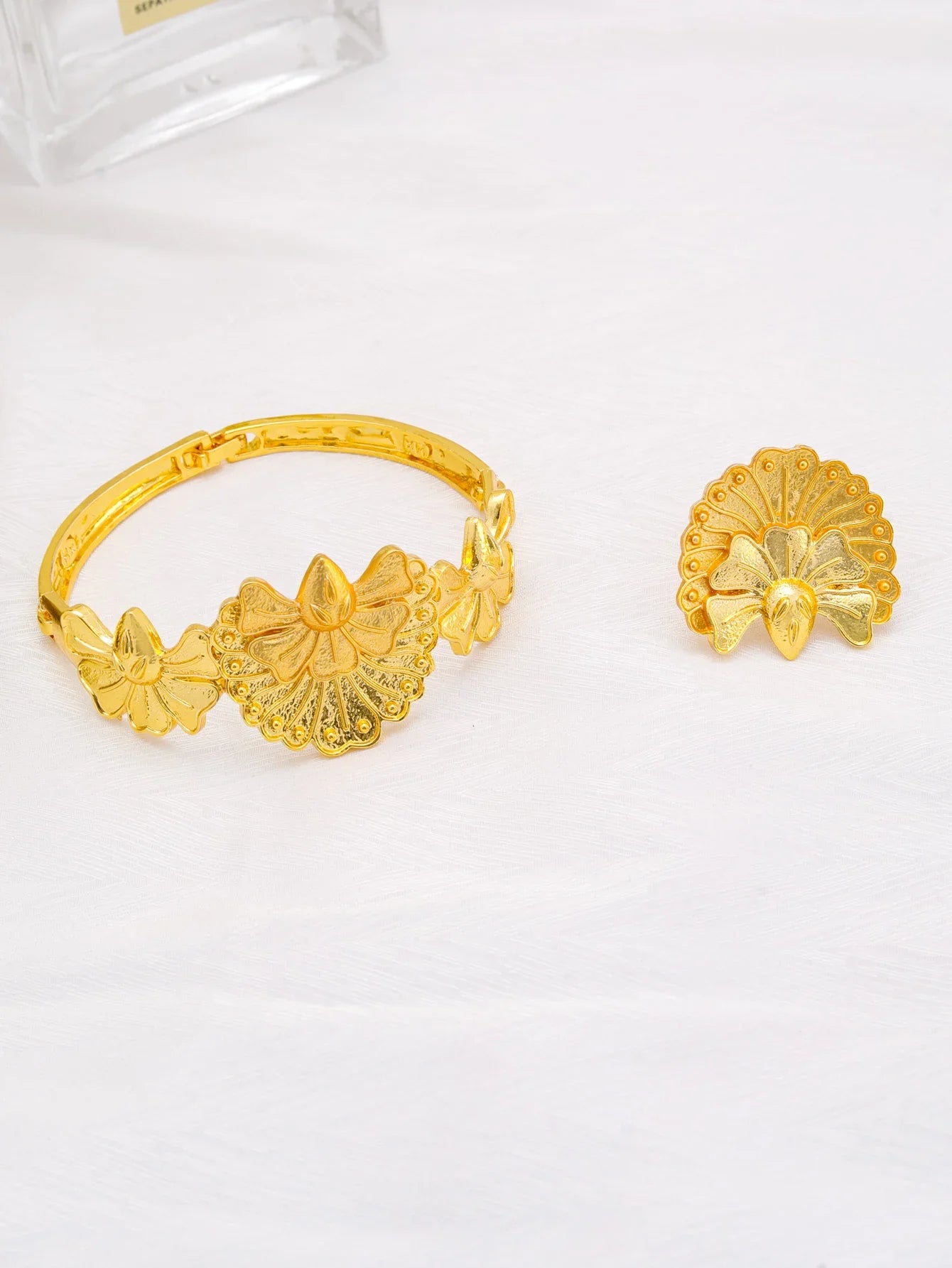 Dubai Fashion 24k Gold Plated Necklace Earrings Ring Bracelet Jewelry Sets for Women Wedding African Indian Jewellery