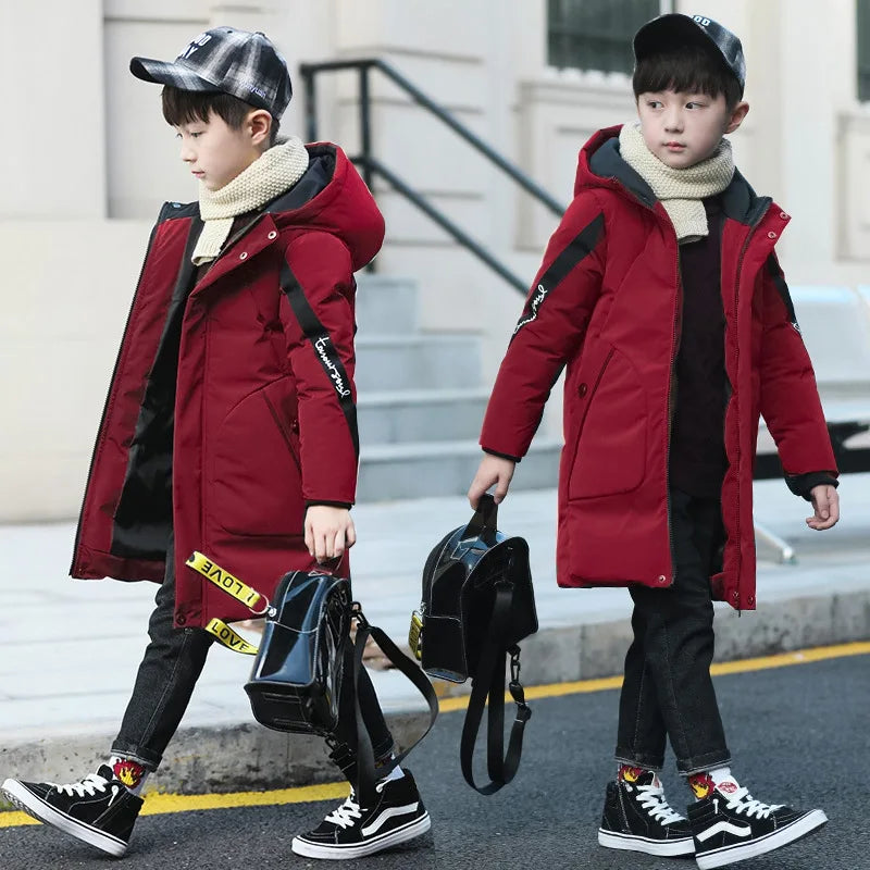 5-12 Years Old Boys Jacket 2023 Winter New Thicken Keep Warm Hooded Camouflage Down Cotton windbreaker Coat