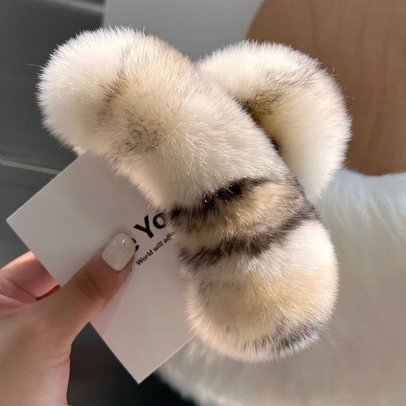 Winter Oversized Faux Fur Big Crab Hair Clip Cute Plush Ponytail For Women