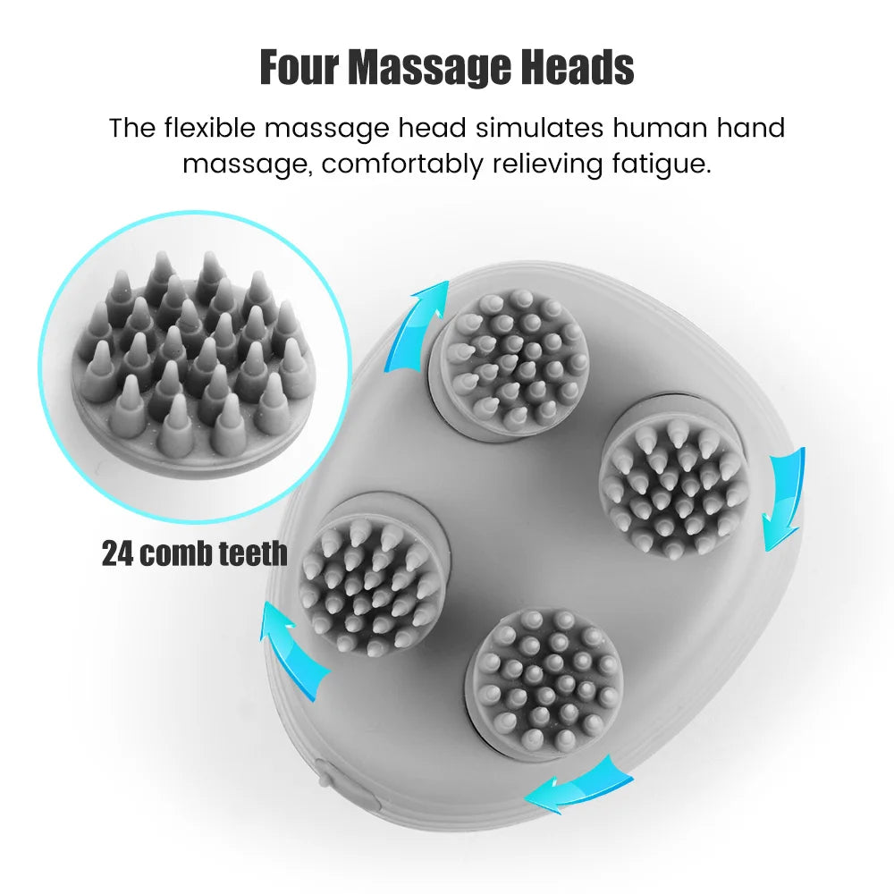 Wireless Head Massager Electric Head Scalp Relax Massage Body Shoulder Deep Tissue Kneading Vibrating Cat Pet Massage Device