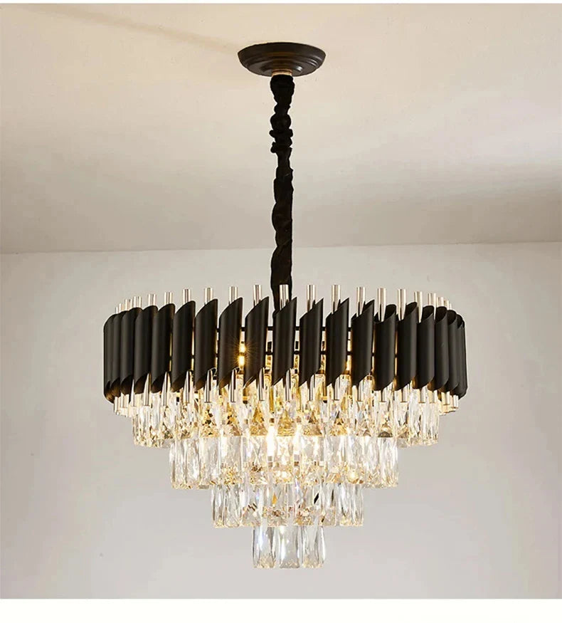 Creative Luxury Crystal Chandelier Rectangular Restaurant Pendant Lights Modern LED Living Room Lamp Lustre Home Elegant Fixture