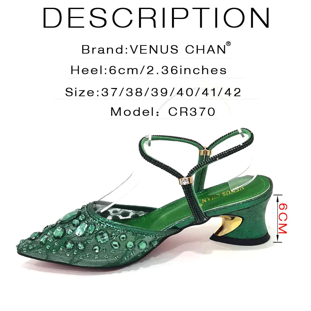 Venus Chan 2023 Newest INS Style Lace Elegant High Heels Pointed-Toe Nigeria Popular Design African Ladies Shoes And Bag Set