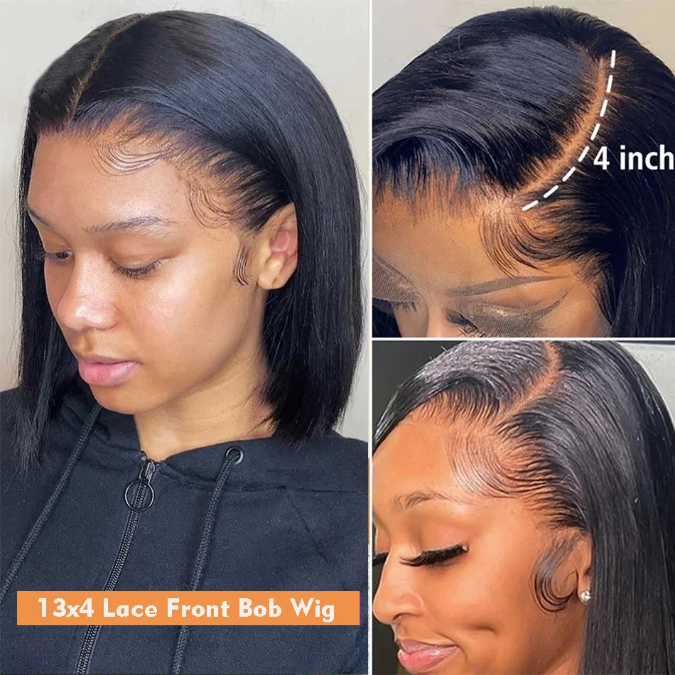 Brazilian 13*4 Lace Front Wig Short Human Hair Wigs Remy Hair 4*4 Lace Short Bob Straight Wig Wigs for Women Swiss Lace QT Hair
