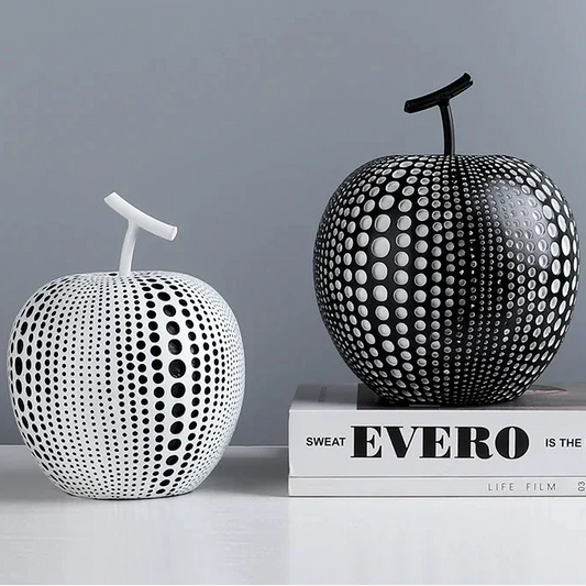 Modern Minimalist Resin Apple Decoration – Black & White Contemporary Home Decor
