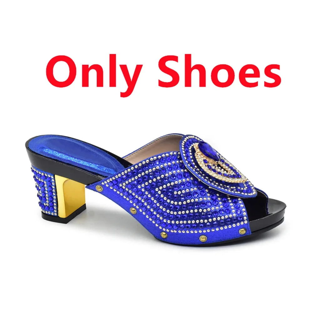 Italian Ladies Shoes and Bags To Match Set Decorated with Rhinestone Plus Size Shoes Women Heel Women Shoes and Bag Set In Italy