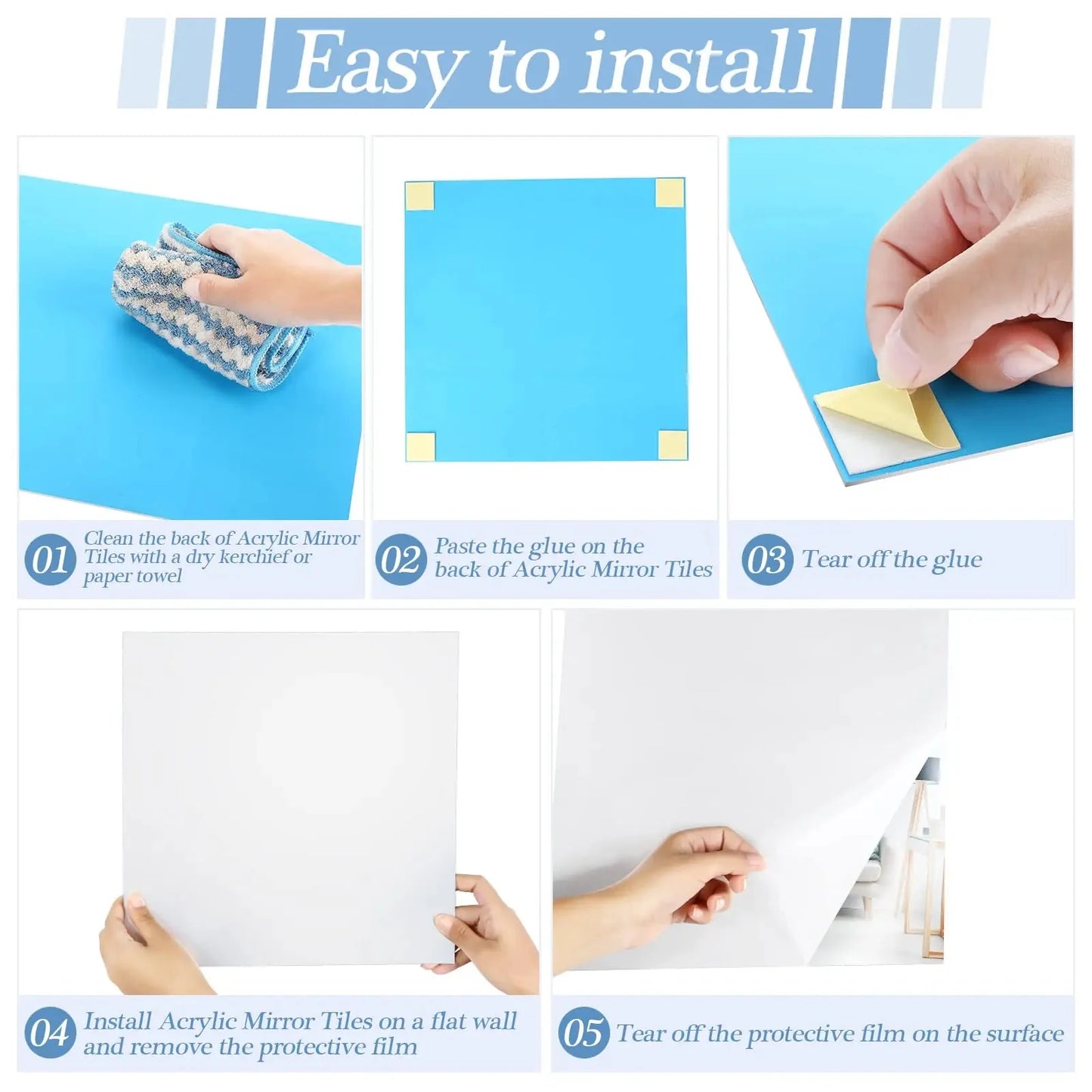 4PCs 3D Mirror Wall Stickers