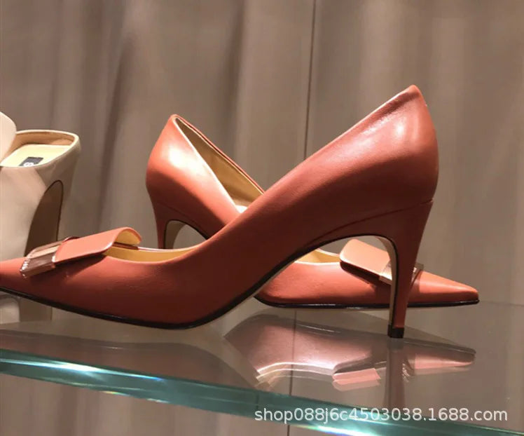 2022 Women Party Bridal Wedding Shoes Luxury Pumps Metal Plate Glitter High Heels Ladies Stiletto Dress Pointed Toe Bombas Mujer