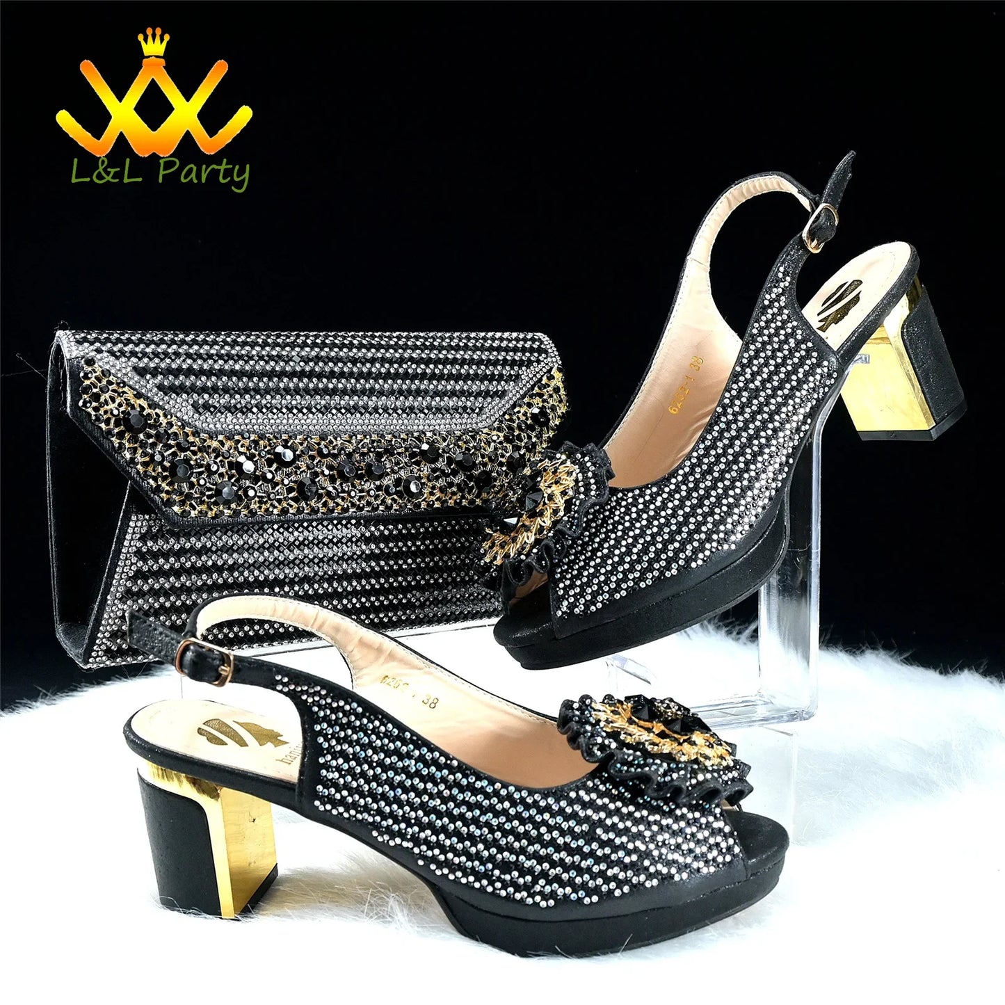 2025 Special New Arrivals Italian Women Shoes and Bag to Match in Green Color with Platform Shinning Crystal Sandal for Wedding