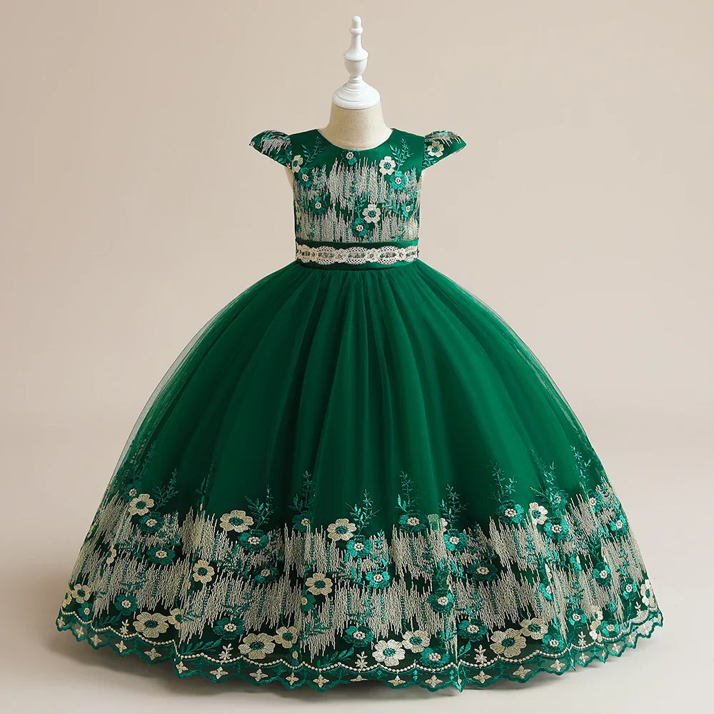 Flower Girl Dress Princess Elegant Children Party Long First Communion Kids Clothes For Teen Children Wedding Birthday Vestidos