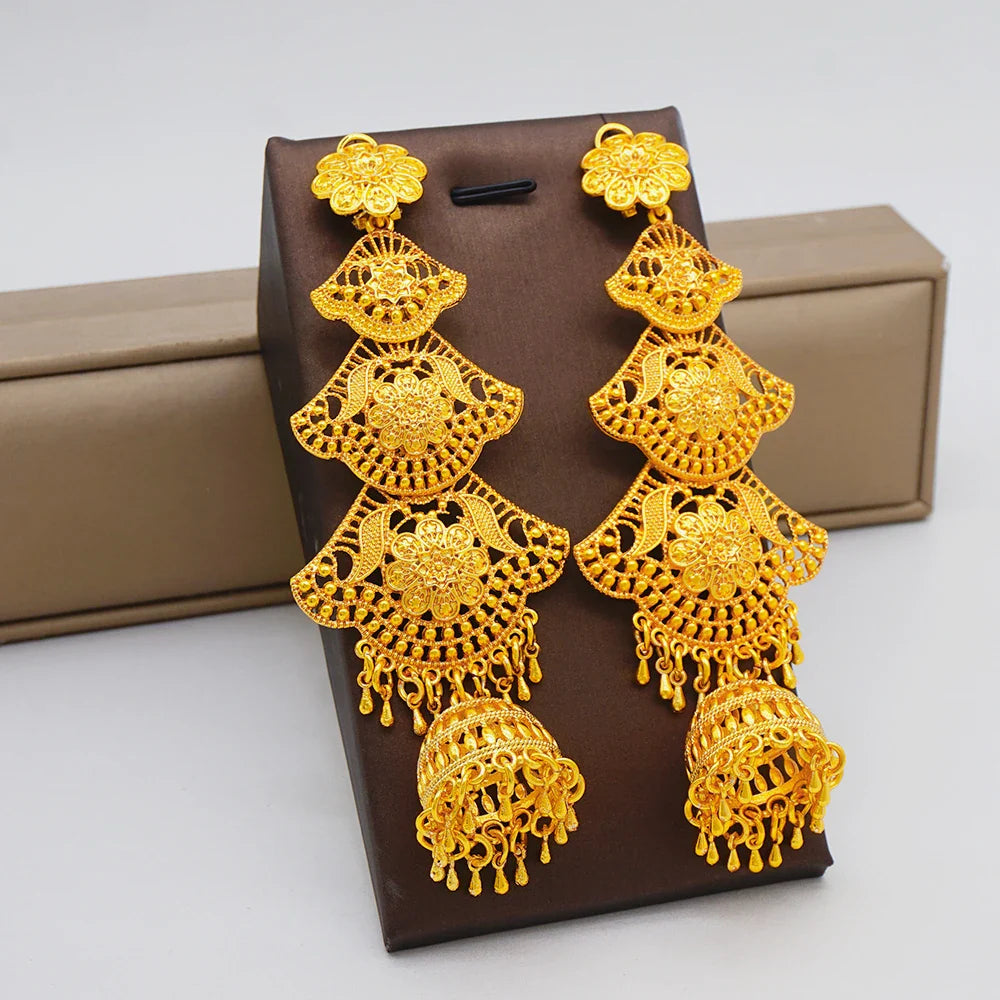 African women's long gold-plated earrings with Middle Eastern earrings