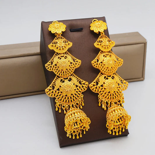 African women's long gold-plated earrings with Middle Eastern earrings