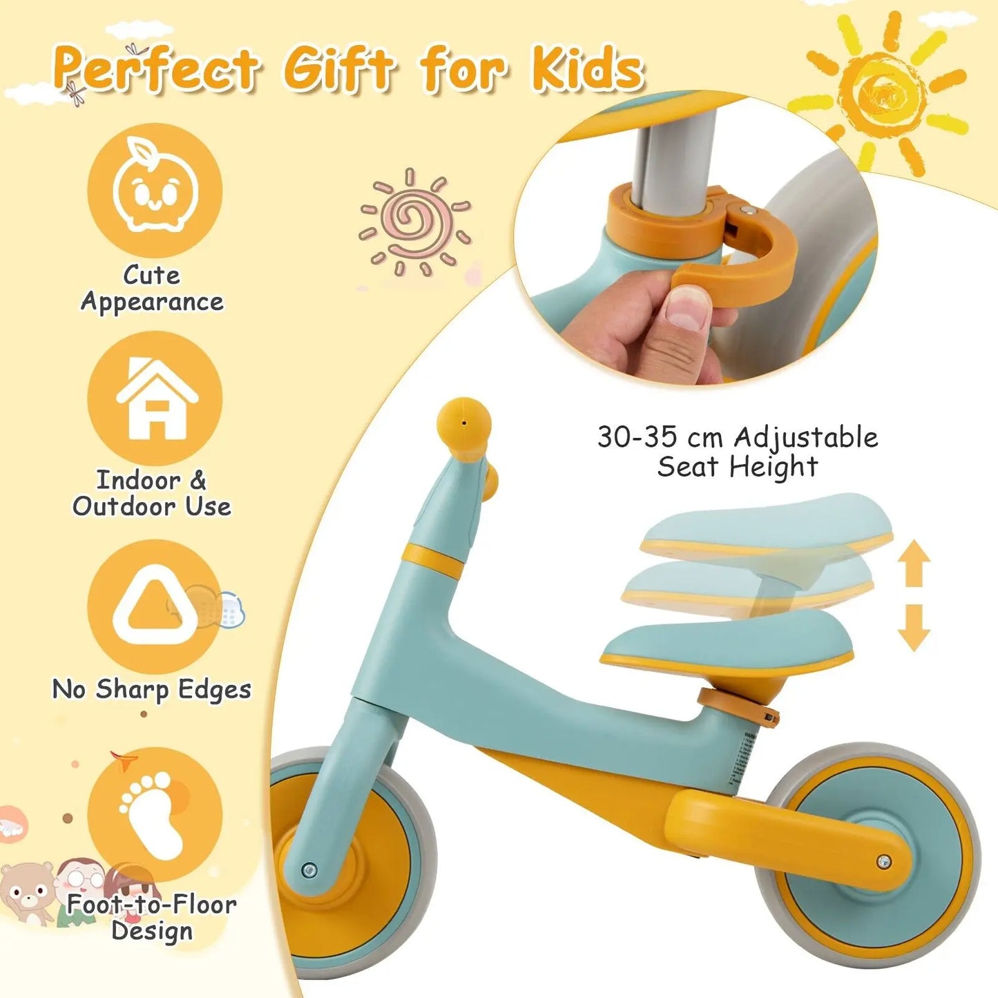 DORTALA Baby Balance Bike 2 Wheels Toddler First Bike No Pedal Infant Baby Walker Riding