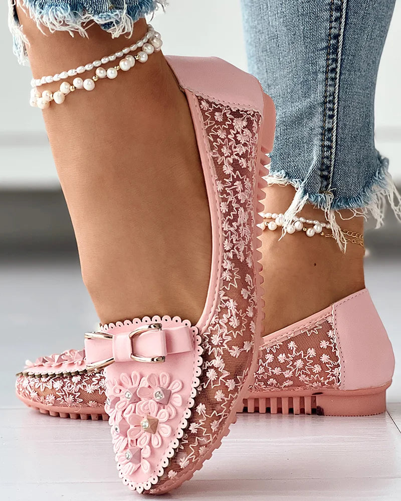 Summer Breathable Solid Color Vulcanized Shoes Floral Embroidery Bowknot Loafers Women Non-slip Flower Sneakers Chaussure Femmes
