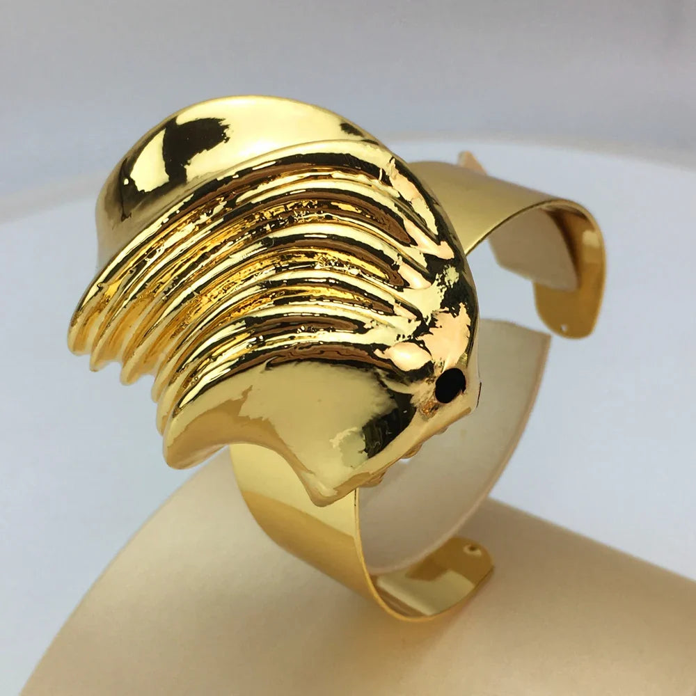 Italian Gold Plated Jewellery Women's Wedding Party Banquet Big Pendant