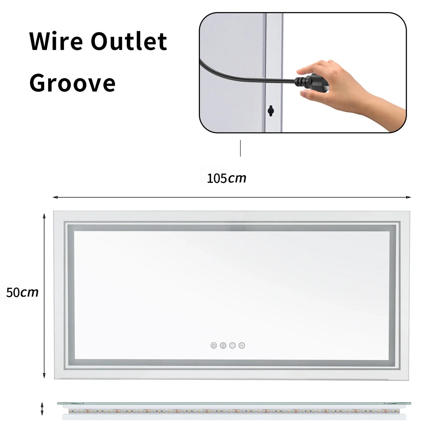 Large Full Size RGB LED Bathroom Mirror with Lights, Dimmable Wall Mirrors, Smart Anti-Fog, Vertical and Horizontal