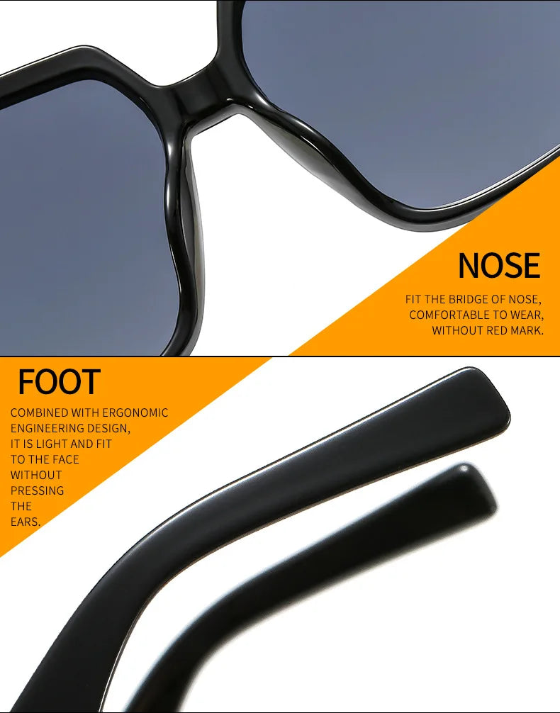 Fashion Brand Square Sunglasses For Woman Luxury Oversized Gradient Shades Sun Glasses Female Elegant Green Big Frame Eyewear