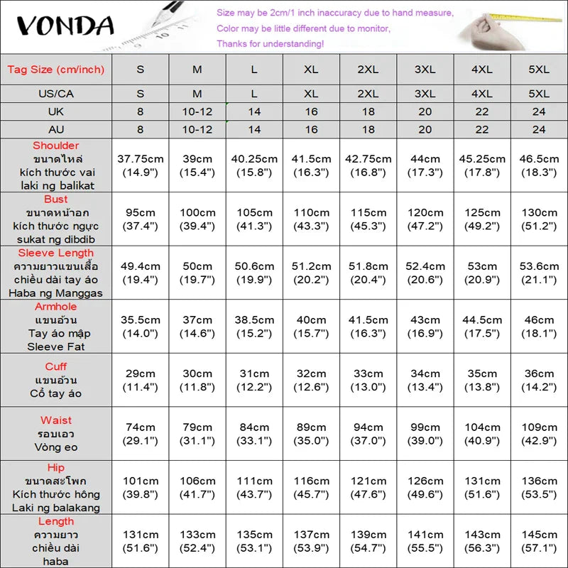 Plus Size 5XL Bohemian Maxi Long Dress 2025 VONDA Women Elegant Satin Dress Ruffle Sundress Casual Vestidos Solid Color Robe