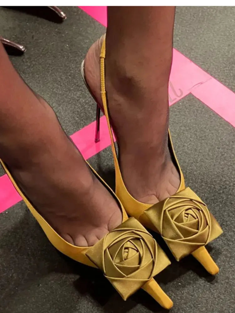 2025 Summer New Women's Slimming High Heel Sandals Fashion Pointed Party Wedding 34-43 Women's Large Sandals