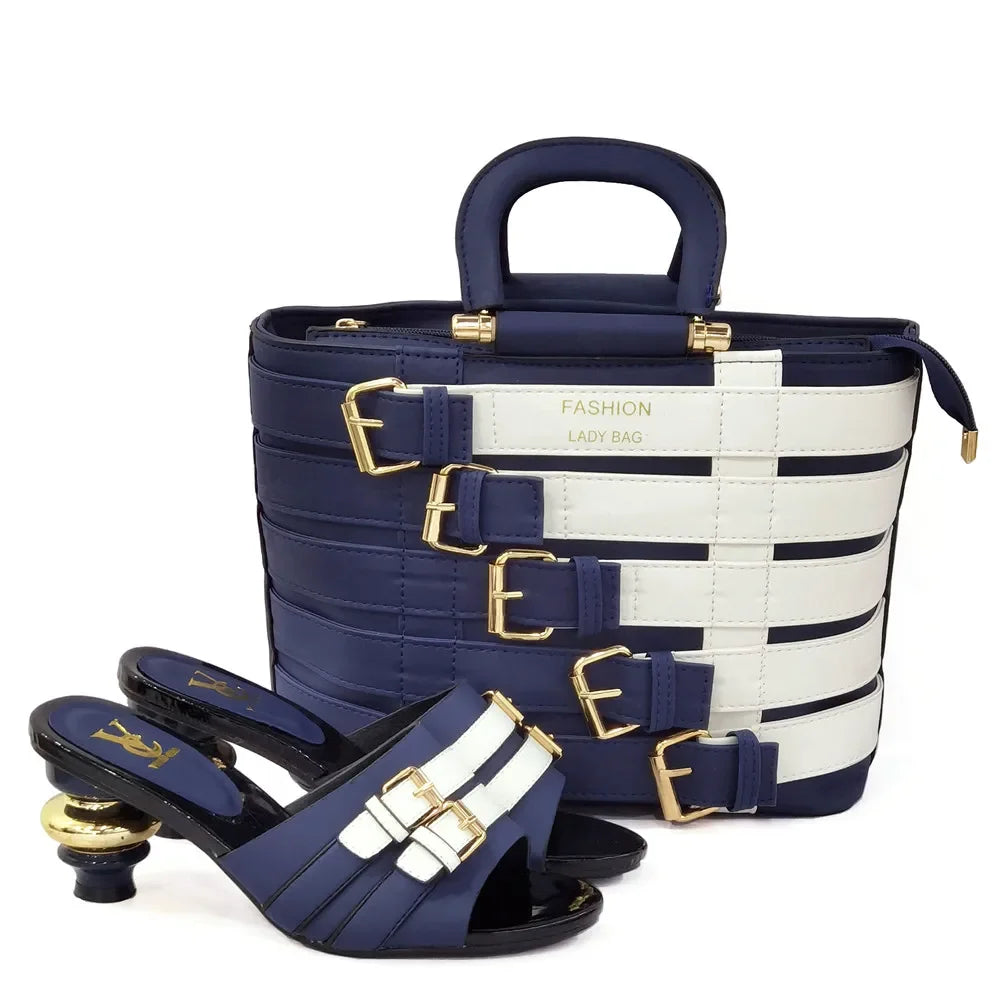 Latest Design Nigerian Women Shoes and Bag Set Plus Size Women Shoes 43 Ladies Dress Shoes and Bag for Party Wedding