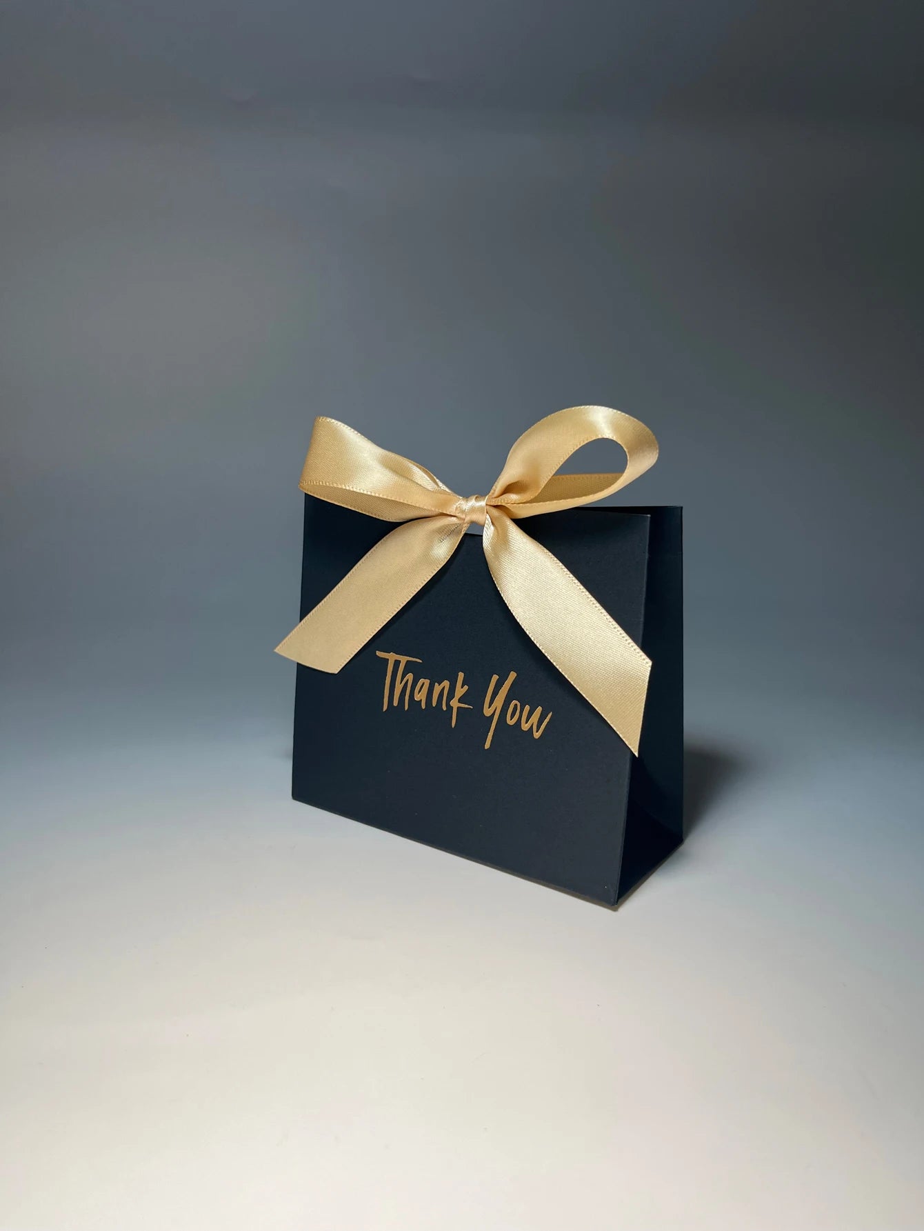 Elegant Black Gift Boxes with Ribbon, Thank You Candy Box, and Mini Gift Bag Versatile Gift Packaging for Any Occasion