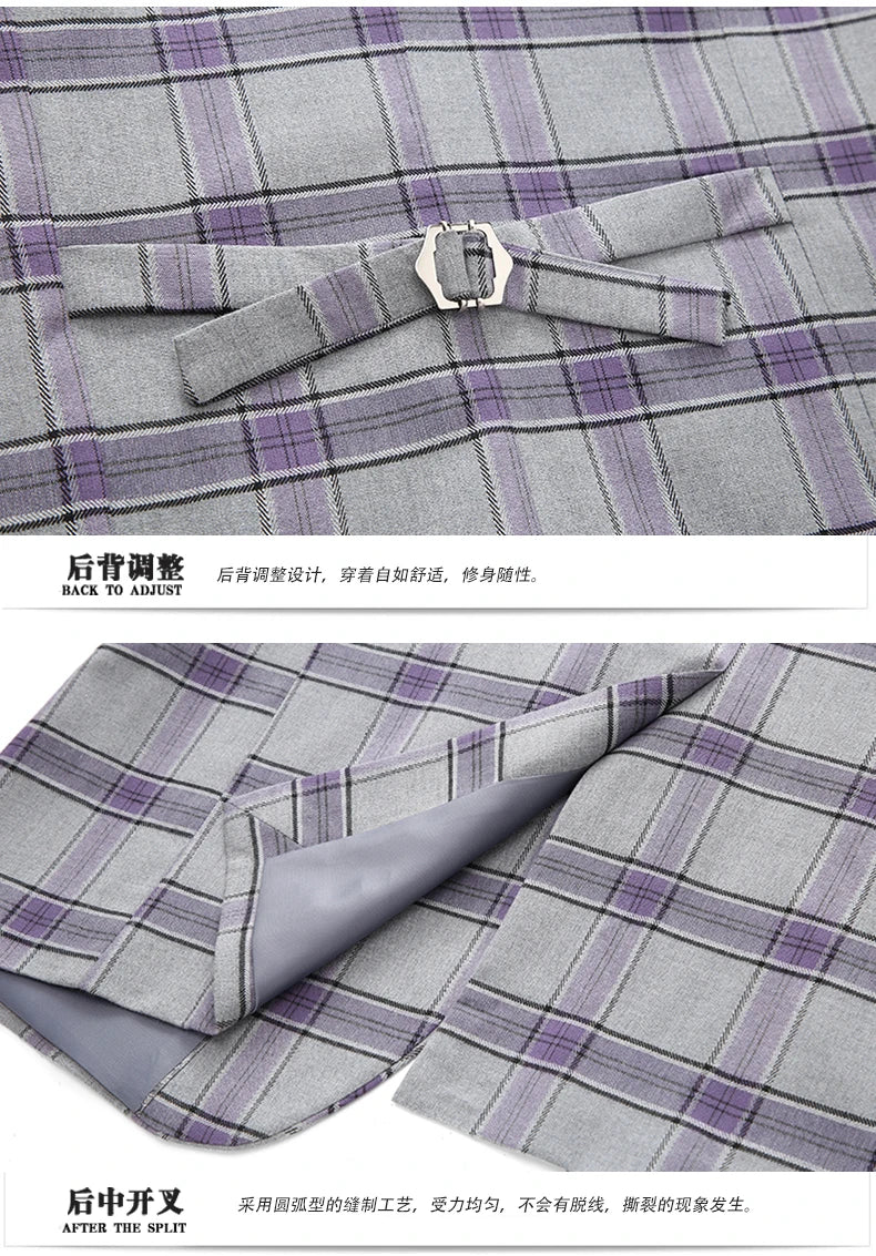 High-end New European and American Fashion Wedding Business (suit + Vest + Trousers) 2024 Men's Plaid Suit Three-piece Set