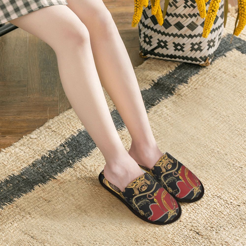 Custom Queen Of Absolutely Everything Gold Baroque Soft Memory Foam House Slippers Women Comfy Warm Anti-skid Sole Slipper