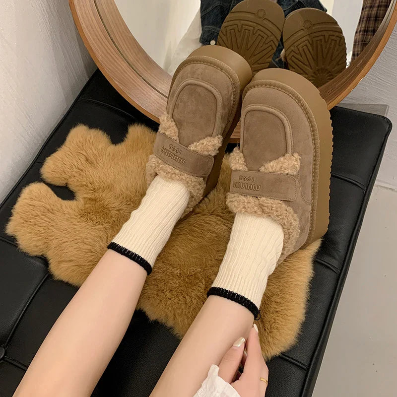 Thicken Plush Winter Women's Non Slip Thick Bottom Ankle Snow Boots