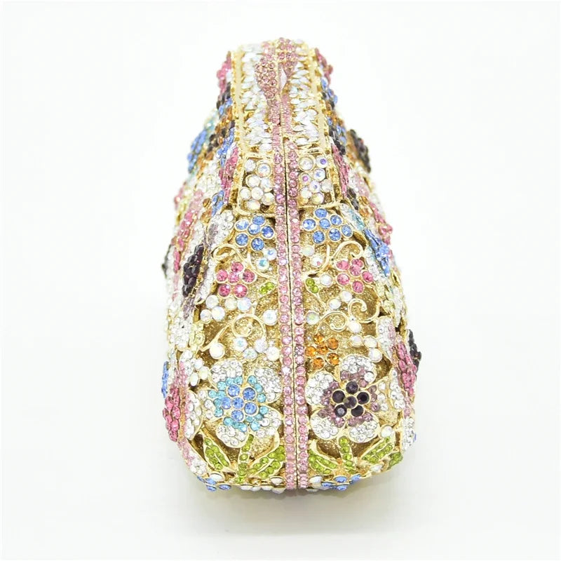 New Bling Crystal Bridal Wedding Bag Purses Flower Shape Diamond Purse Luxury Handbags Fashion Women Crystal Prom Clutch Purse