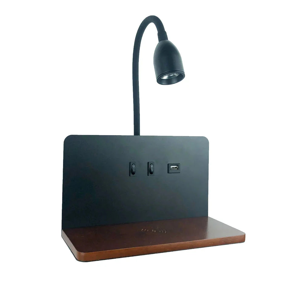 Indoor LED Wall Lamp With USB Interface And Wireless Charging 360° Rotatable
