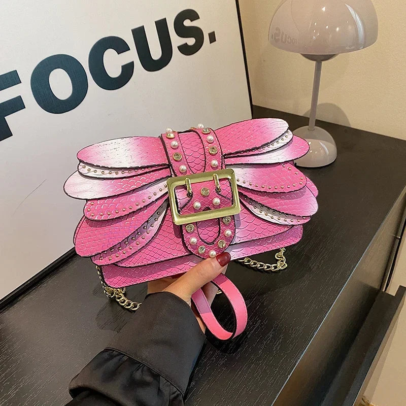 2024 New Handmade Rivet Butterfly Wing Crossbody Bag Women Designer Handbag And Purse Small Square Bag 8 Color Pu Leather Bags